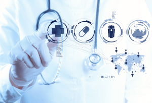 Medical image graphic with doctors hand